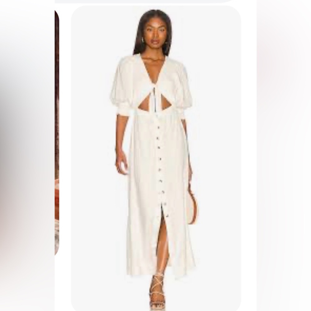 Women's Cream Button-Front Cutout Maxi Dress